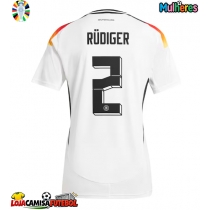 Camisa de Futebol Alemanha Antonio Rudiger #2 Equipamento Principal Mulheres Europeu 2024 Manga Curta